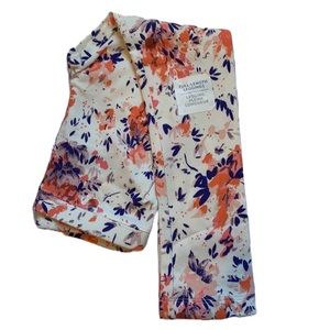 Girls Leggings 5T Floral Purple Orange Print on Off-White BackgroundFull Length